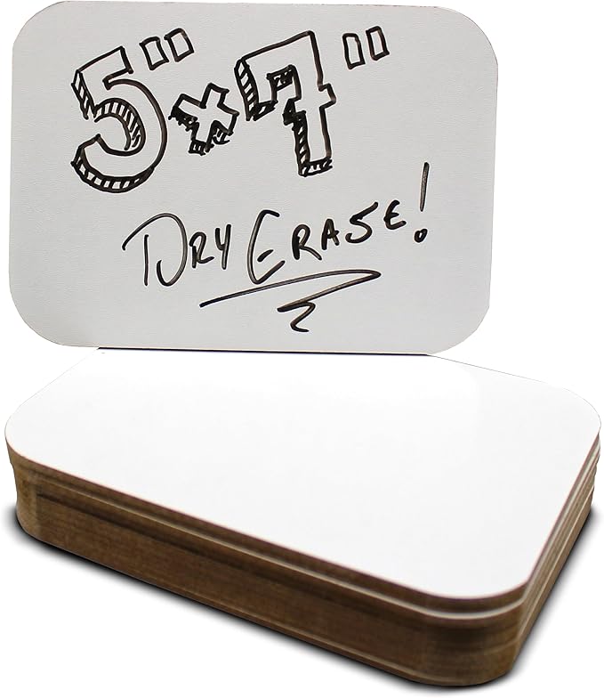 Flipside Products 5" x 7" Two-Sided Dry Erase White Boards, Classroom Pack, Double Sided Lapboard for Class, Reusable for Group Participation - 24 Pack