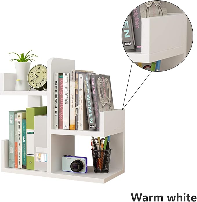 Wood Desktop Bookshelf Organizer Office Storage Rack Display Shelf