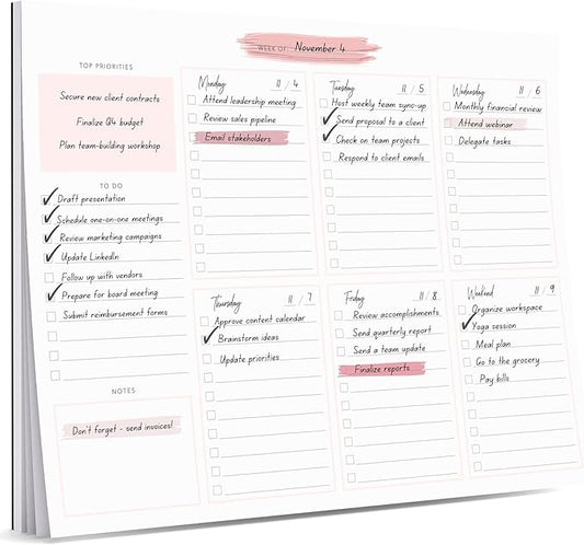 Lamare Weekly Planner Notepad – Premium Undated Weekly To Do List Notepad for School, Home & Office Day Planner, Desk To Do List Pad and Productivity Planning Pad