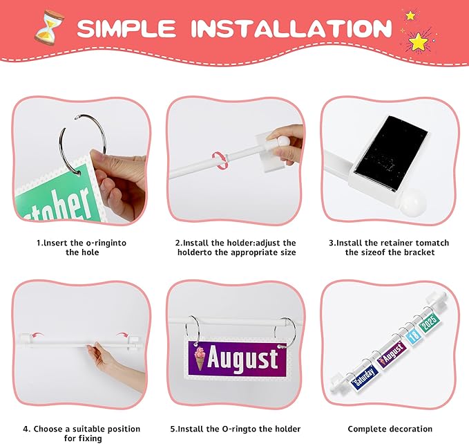 Magnetic Rod Flip Calendar for Classroom Colorful Classroom Calendar Date Cards Colorful Classroom Decor Magnetic Rod for Classroom Whiteboard