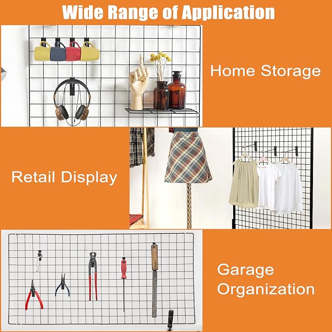 35 Pcs Gridwall Hooks, 8 Inch Metal Grid Hooks for Retail Garage Workspace Home Organization, Grid Wall Panels Accessories, Display Hooks Hangers for Clothes Painting Photography Canvas