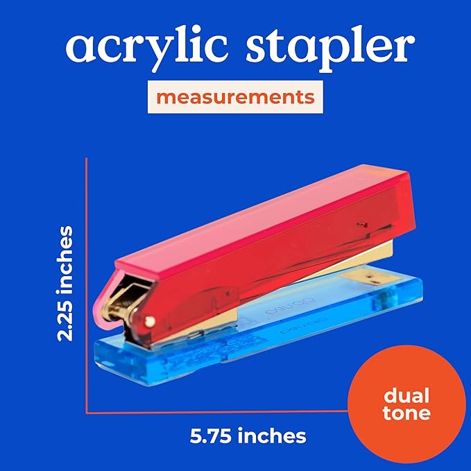 ban.do Cute Acrylic Stapler, Fun/Unique/Colorful Desk Accessories for Work/Office, Colorblock
