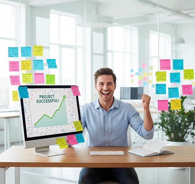 24 Pcs Inspirational Sticky Notes 3x3'' Motivational Sticky Notes Pad with Lines Cute Employee Appreciation Sticky Notes Thank You Gift Bulk for Teacher Coworkers Office Supplies Students (12 Color)