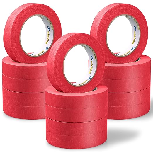 15 Rolls Red Painters Tape Bulk 1 inch x 825 Yards, Painters Masking Tape No Residue Wall Painting Tape Artist Tape Trim Edge Finishing Tape for Wall Painting Decoration DIY Supplies