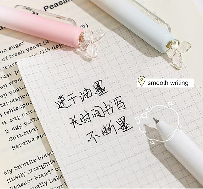 4 Pcs Cute Retractable Pens Butterfly Gel Pen 0.5mm Fine Point Black Ink Smooth Writing Pen Office School Supplies Aesthetic Gradient Pastel Pens for Women Girls (4Pcs Butterfly)