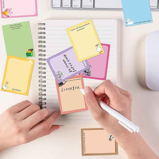 Funny Sticky Notes Gifts - 9 Pack Colorful Fun Notepads for Work 3x4 Inch, Silly Self-Adhesive Memo Pads Work Gag Gifts for Coworkers School Office Supplies (450 Sheets)