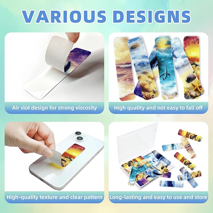 90PCS Sensory Stickers – 2 Textured Surface, Storage Box Included – Sensory & Calming Strips for Office, Classroom Desk, Teachers, Adult Stickers for Anxiety Relief, Stress (Ocean)