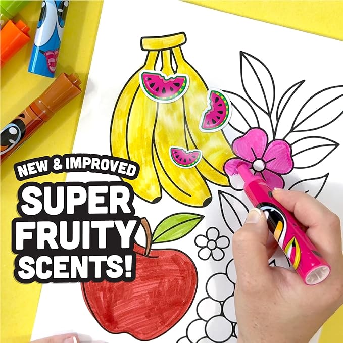 Scentos Fruit Scented Chisel Tip Markers, 8 Pack, Kid Approved, Super Washable, for Posters and Science Fairs, Assorted Colors