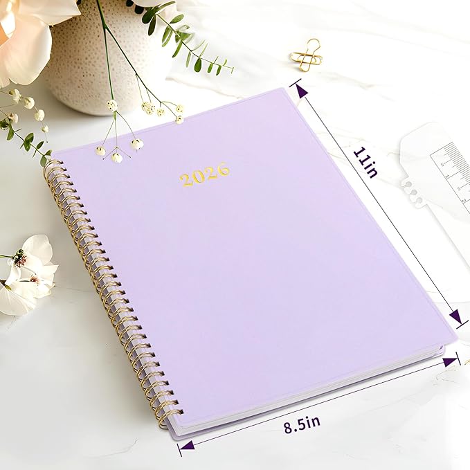 2026 Planner, Annecy Weekly ＆ Monthly Planner 2026, Jan. 2026 – Dec. 2026, 8.5" x 11" Monthly Agenda Planner with Tabs, Waterproof Flexible Cover, Spiral Binding, Double-sided Pocket, Bookmark, Purple