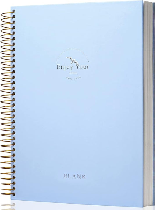 FLYING EAGLE Blank Paper Spiral notebook Journal 8.5 x 11 Blank Large Spiral Notebook 210 Pages Hardcover Spiral Notebook Sketchbook Sketch Book for drawing for Men Women,Blue