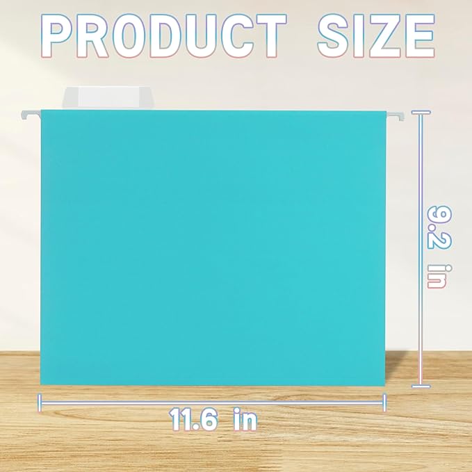 50 Packs Hanging File Folders with 1/5-cut Tab,Letter Size File Folders Egg Blue for Filing Cabinet,Ideal Office,School Classroom Supplies