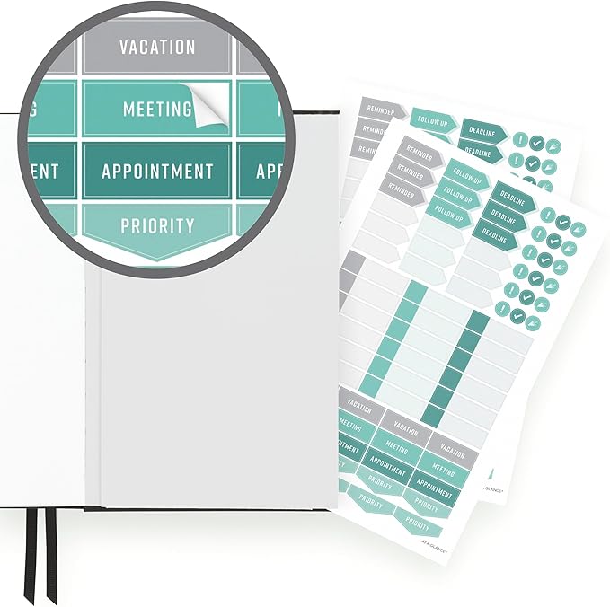 AT-A-GLANCE Undated Planner, Weekly & Monthly Goal Setting Journal, Track Progress, Create Habits, 5-3/4" x 8-1/4", Foundation, Black (FD2-200-05)