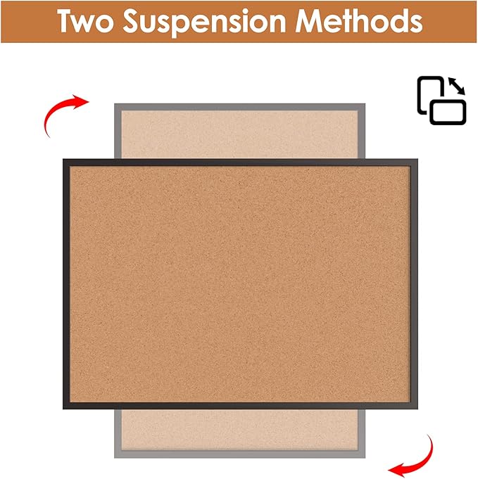 Board2by Cork Board Bulletin Board 48 x 36, Black Wood Framed 4x3 Corkboard, Office Board for Wall, Large Notice Pin Board for School, Home & Office