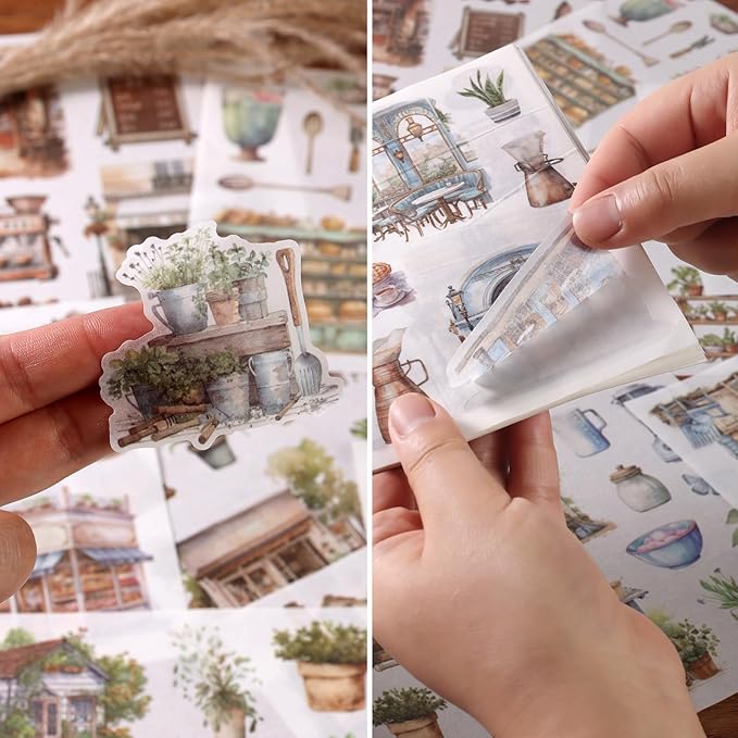 Garden Scrapbook Stickers 50 Sheets journaling Sticker 400 Pre-Cut Washi Stickers Scrapbooking Supplies Collage Decorative DIY Arts Craft Making