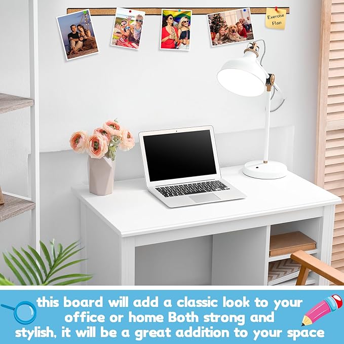 3 Pcs 36'' x 1" Cork Board Strips for Wall, Bulletin Bar, Tack Board With Aluminum Trim - Brown Cork Strips for Classroom, Office Walls, Cubicle