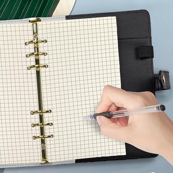6 Ring Binder Refill,2023 A6 Grid Square Refill for Filofax/Personal Journal,Personal Size, 45sheets/90pages, 100Gsm Quality, Harphia (A6 3.74 x 6.77'',Gridsquare)