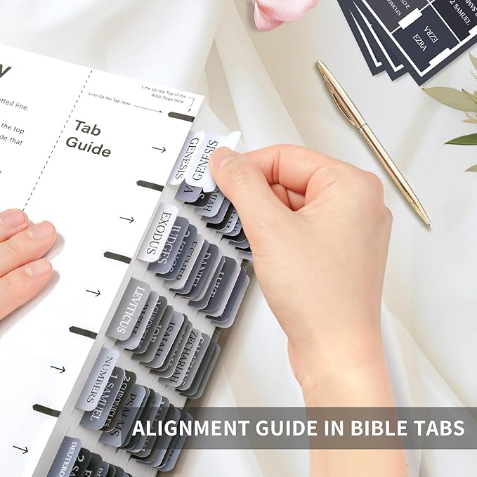Bible Tabs for Women & Men, Laminated Bible Tabs for Study Bible, Large Print Bible Tabs for Easy Navigation, Bible Index Tabs, 66 Tabs Old & New Testament, Extra 9 Blank Tabs - Gray