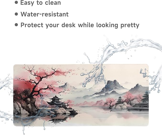 Gaming Mouse Pad Desk Pad XL Large Mouse Mat Keyboard Mat Office Desk Decor AccessoriesKeyboard Mat Office Desk Decor Accessories (Pink Ink Painting)