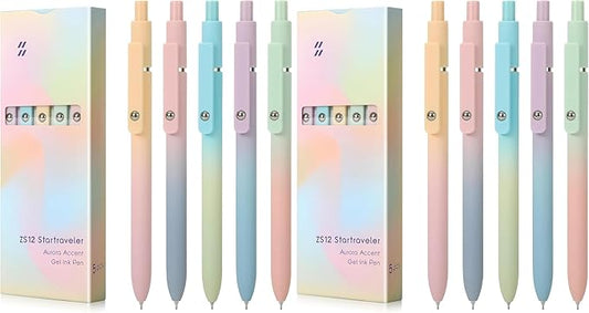FIOVER 5pcs Gel Pens Black Ink Medium Point 0.7mm Pens Smooth Writing High-End Series Cute Ballpoint for Journaling Note Taking, Office School Supplies Gifts for Women and Men (Pack of 2)