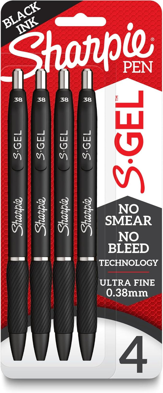 Sharpie S-Gel Gel Pens Ultra Fine Point (0.38mm) Black 24 Count, Pack of 6
