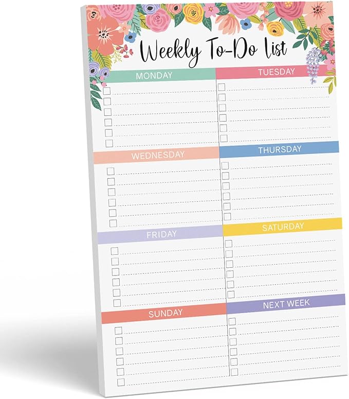 Sweetzer & Orange Floral Weekly To Do List Notepad. Magnetic Weekly Scheduler Task pad with Daily Planner Agenda Squares. 9x6” Day Scheduler 2026 - Student Journal, Work Notebook, and Checklist Notepad