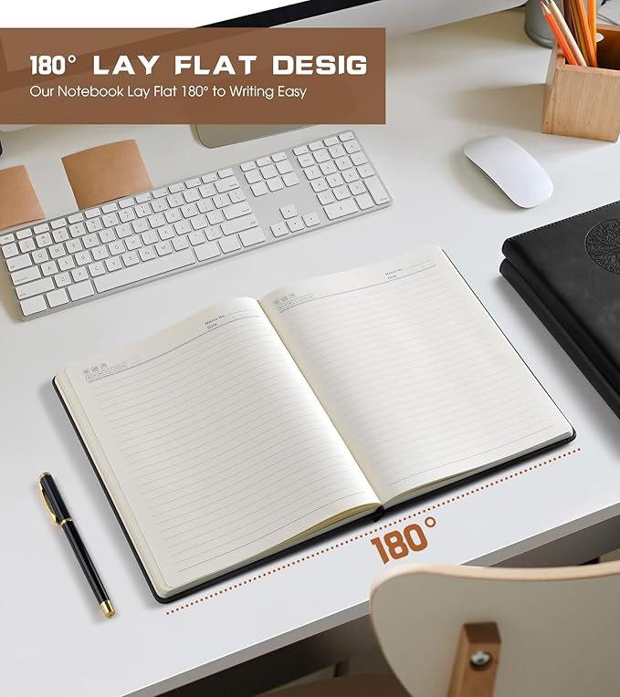 Lined Journal Notebook for Women Men,256 Pages B5 Large Hardcover Leather Journals for Writing,Travel,Business,Work & School,College Ruled Notebooks for Note Taking,Diary Notepad 7.8"×10.2"