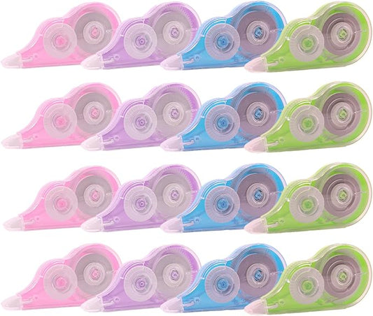 16 Pcs 39.4 Ft Colorful Correction Tape, White Wrong Out Tape Roller Bulk for Noting, Teacher Supplies, School, Office and Home (4 Colors)