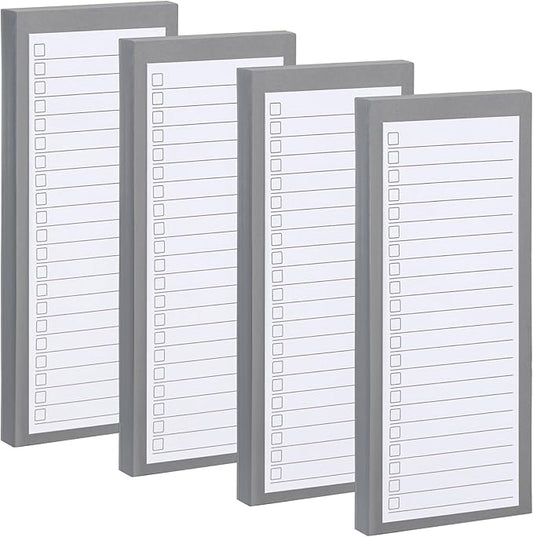4 Pack Magnetic Notepads for Refrigerator，200 Sheets Grocery List Large Magnet Pad for Fridge,Full Magnet Back Design Magnetic Memo Pads for Grocery List, Shopping List, To-Do List (Gray, 4 pack)