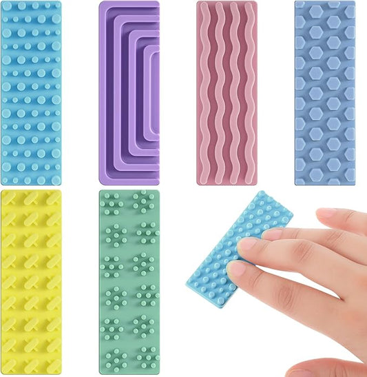 Ireer 6 Pcs Textured Sensory Stickers Silicone Desk Fidget Decals Thick Mental Health Stickers Strips Different Textured Calm Decals Stress Anxiety Relief Items for Adult Autism ADHD Desk Office Gift