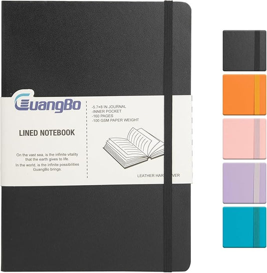 Lined Journal Notebook for Work with 160 Pages, 5.6" x 8" Hardcover Notebooks Journals Medium Size for Writing Women Men