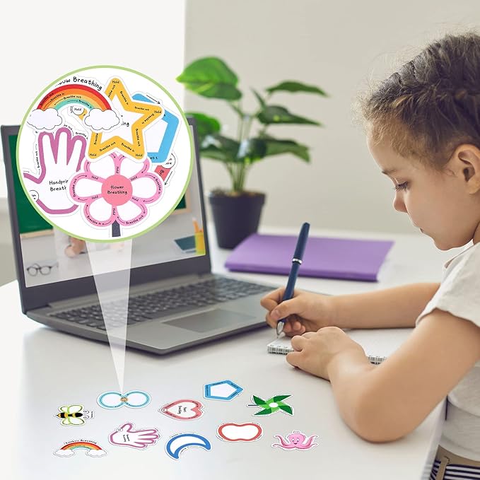 Crtiin 100 Pack Sensory Strips Anxiety Mindfulness Breath Calm Stickers Adhesive Texture Rough Tactile Fidget Tape for Mental Health Relief Anti Stress Stickers(Lovely)