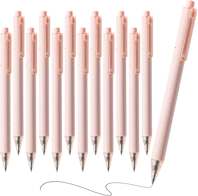 RIANCY Premium Pink Gel Pens - Smooth Writing, Quick Dry, Set of 6 - Ideal for Journaling, Note-Taking, Art Supplies