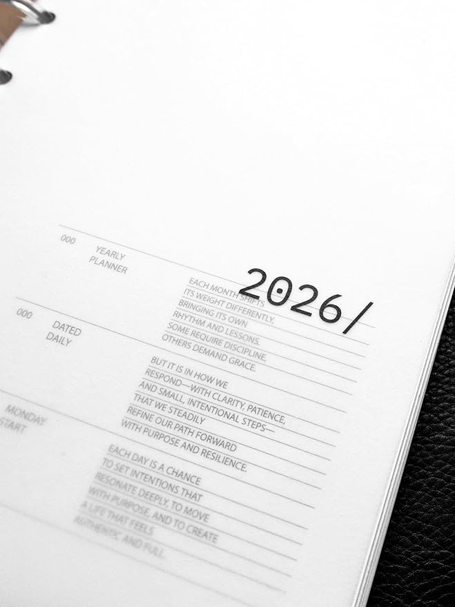 Cloth & Paper 2026 Front & Monthly Vellum Planner Dashboard Overlays | A5 Size 5.8 x 8.3 Inches | 13-Piece Set for 6-Ring A5 Planners, Undated, Transparent Heavyweight Paper, Pre-Punched