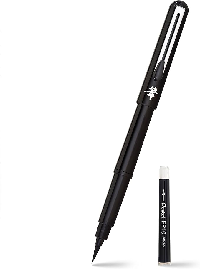 Pentel Arts Pocket Brush Pen with Refills, 1 Pen & 2 Refills