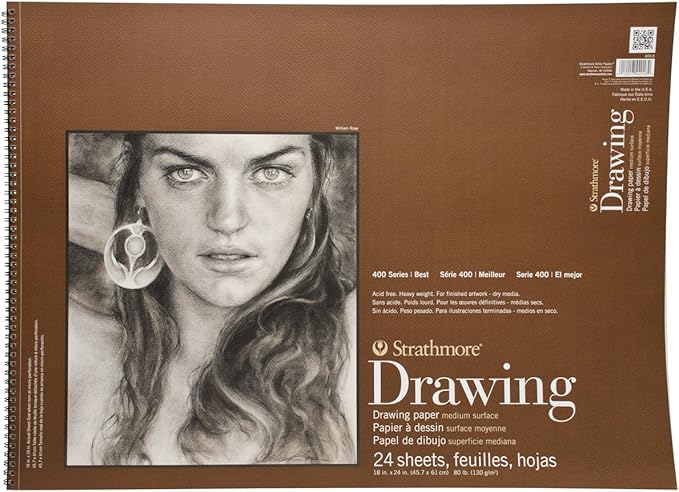 Strathmore 400-8 400 Series Drawing Pad, 18"x24", Ivory/Cream, 24 Sheets, Medium