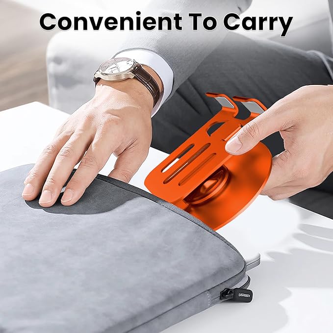 Universal Metal Cell Phone Stand, Multi-Angel Adjustable 360° Rotation Non-Slip Metal Phone Stand Compatible with iPhone 17 16 Pro Max and All Smartphones (Orange&Orange)