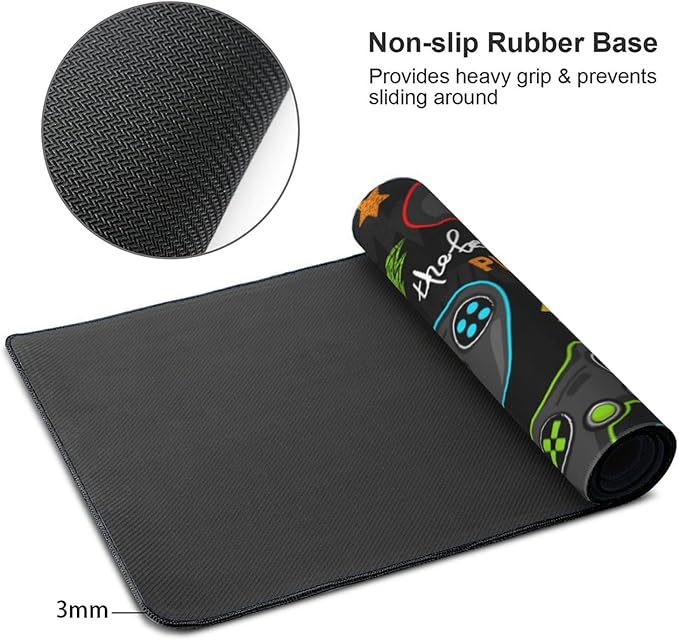 Video Game Controller Mouse Pads XXL Extended Mousepad with Stitched Edges Gaming Joysticks Non-Slip Rubber Base Computer Keyboard Pad Desk Mat for Home Office Desk Decor, 35.4" X 15.7"