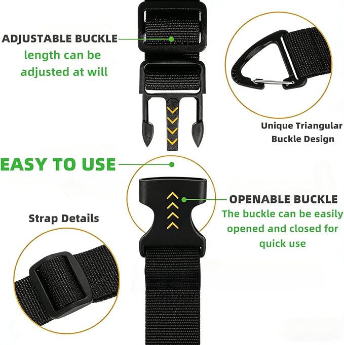 Heavy Duty Extension Cord Organizer 6 Pack Black 17" Adjustable Storage Straps with Triangle Hooks for Garage Workshop & Tool Storage Ideal for Men's Gadgets and Cable Management