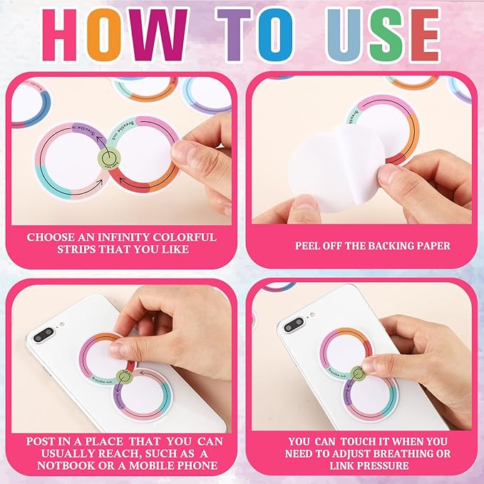 Crtiin 100 Pack Sensory Strips Anxiety Mindfulness Breath Calm Stickers Adhesive Texture Rough Tactile Fidget Tape for Mental Health Relief Anti Stress Stickers(Simple)