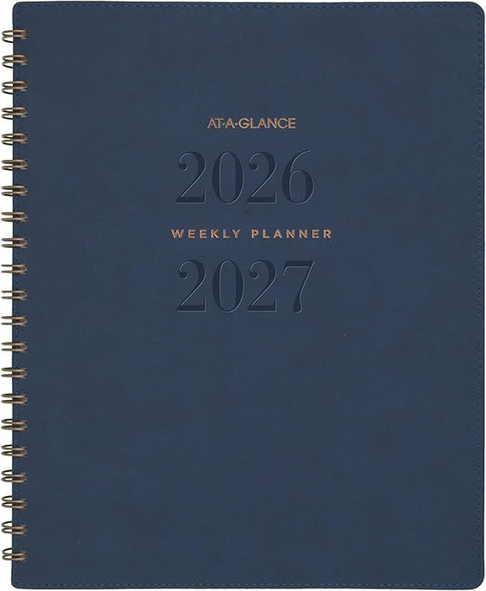 AT-A-GLANCE Planner 2026-2027 Weekly & Monthly Academic 13-Month July-July, 8-1/2" x 11", Signature, Navy (YP905A20)