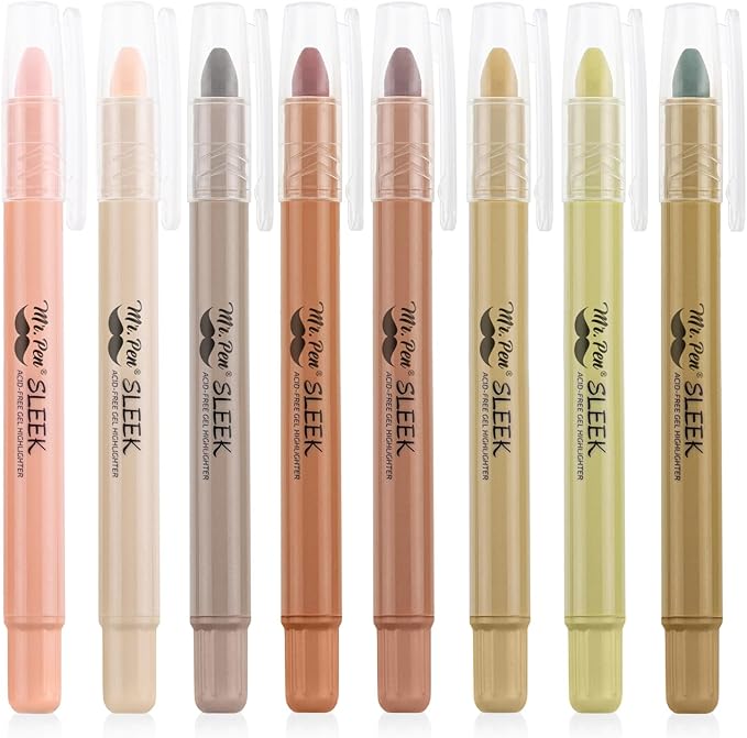 Mr. Pen- Bible Highlighters No Bleed Highlighters, Vintage Colors, 8 Pack, Gel Pen Highlighter