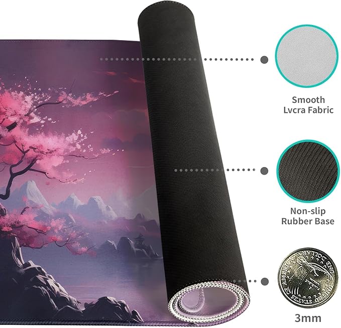 Mouse Pad Gaming Mouse Pad Desk Pad XL Large Mouse Mat Keyboard Mat Office Desk Decor AccessoriesKeyboard Mat Office Desk Decor Accessories (Pink Ink Painting One)