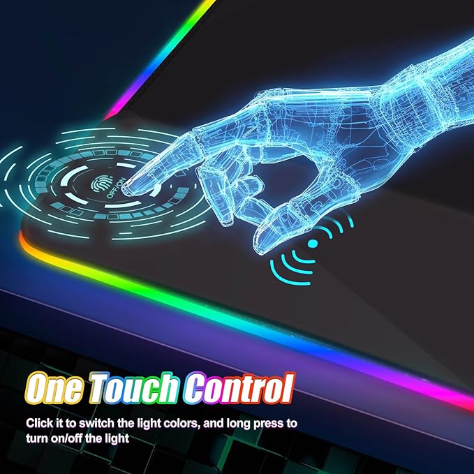ToLuLu Wireless Charging RGB Gaming Mouse Pad, 15W LED Mouse Mat with 30W Charger, 14 Light Modes Large Mousepad Wrist Support, Non-Slip Rubber Base Desk Mat Computer PC Keyboard Pad XXL, Cool Black