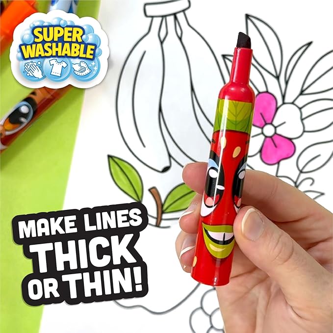 Scentos Fruit Scented Chisel Tip Markers, 24 Pack, Kid Approved, Super Washable, for Posters and Science Fairs, Assorted Colors