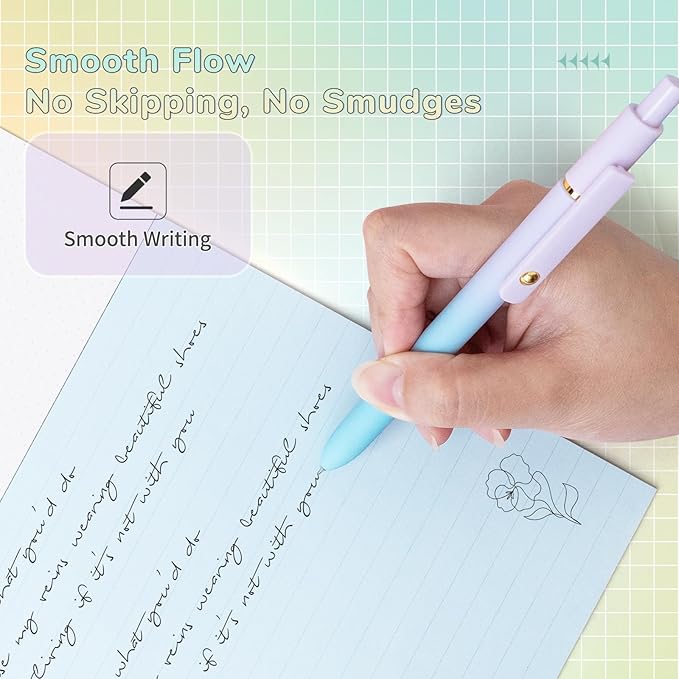 Gel Pens, 6 Pcs Fine Point Smooth Writing Pens Cute Pens for Women, High-End Series 0.5mm Black Ink Pens for Journaling Note Taking, School Office Supplies (6 Pcs Gold Gradient)