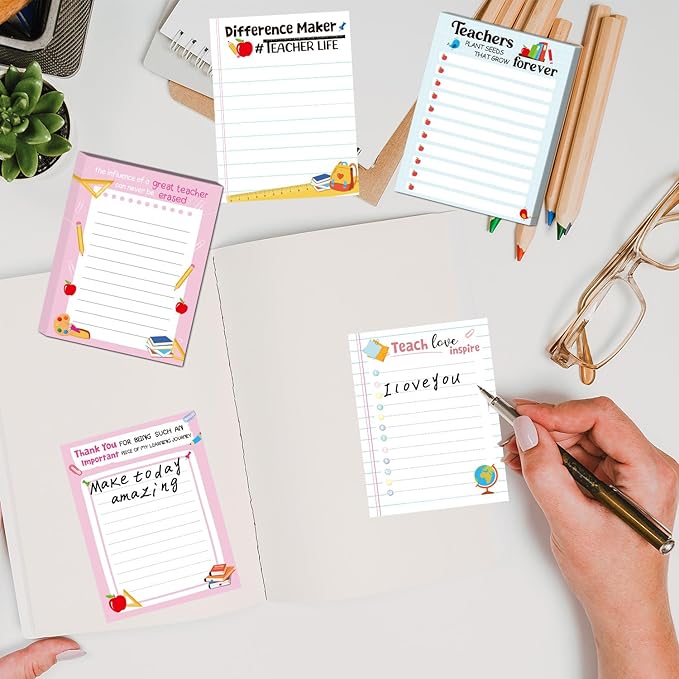 Teacher Sticky Notes Gifts - 9 Pack Inspirational Sticky Notes 3x4 Inch Thank You Teacher Appreciation Week Gifts Post Self-Stick Memo Pad Office School Supplies 450 Sheets