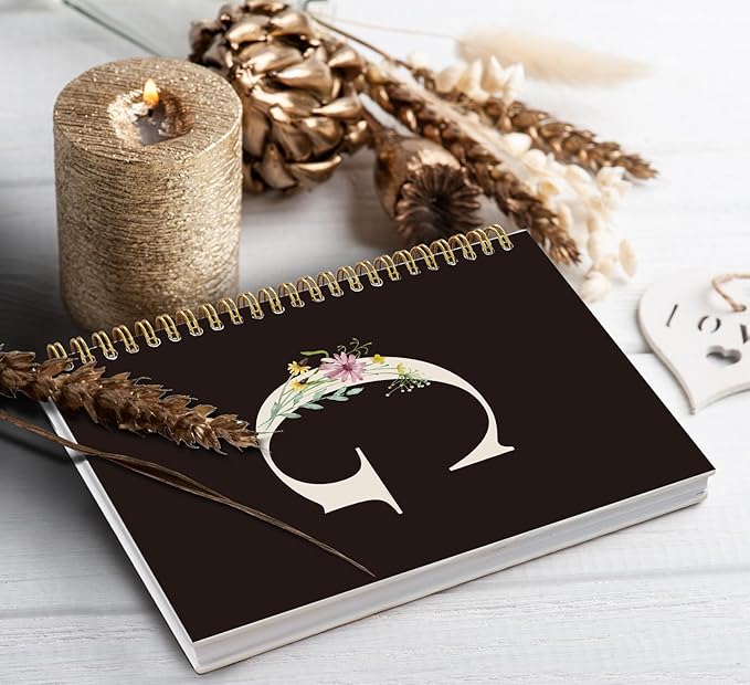 Trendy Personalized Journal Hardcover Spiral Notebook,Black Initial Letter G Notebook,Monogrammed Gifts for Women Teen Girl,College Ruled Hardcover Spiral Notebook 5.5 x 8.3
