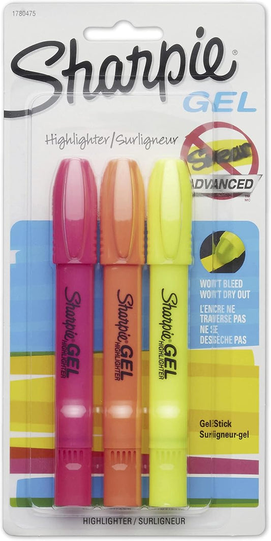 Sharpie Accent Gel Highlighters, Colored, 3 Assorted Highlighters (1780475)