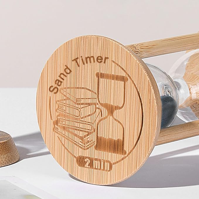 SuLiao Wooden Sand Timer 2 Minute Hourglass, Beech Sand Clock Watch 2 Min, Reloj De Arena Small Black Hour Glass Sandglass for Home Office Decorative Game Classroom