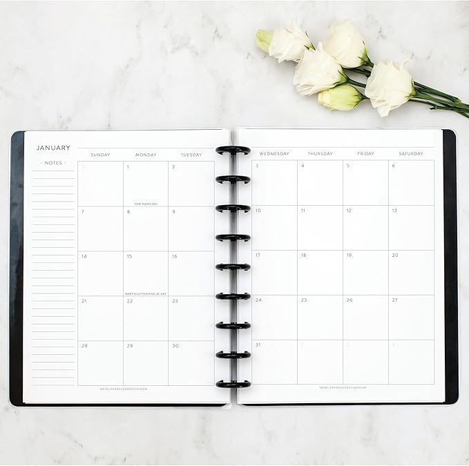 BetterNote 2026 Monthly Calendar Refill Fits Disc Notebooks, Fits Happy Planner, Levenger Circa, Arc Staples, TUL Office Depot, InkWell Press (Classic, 9-Disc, 7"x9.25")